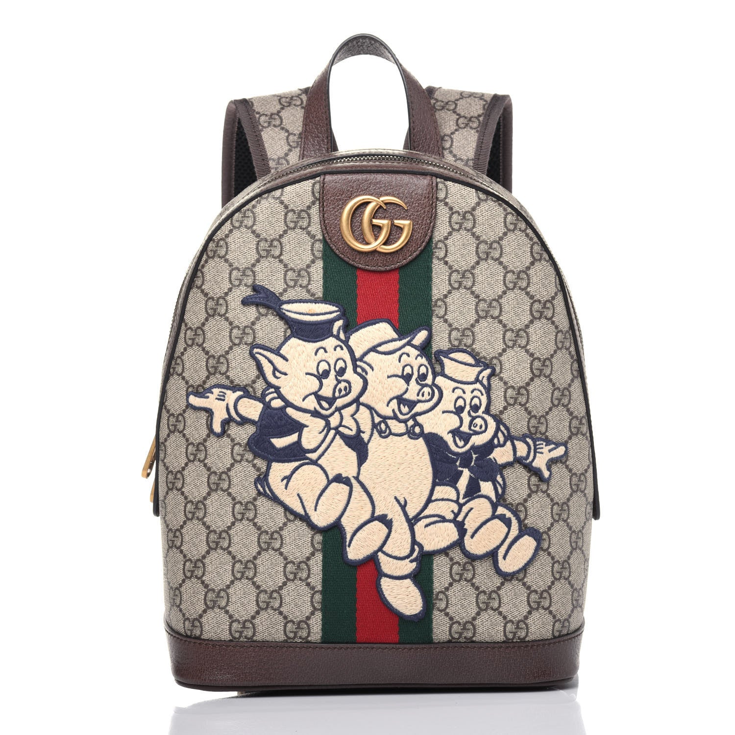 Gucci X DISNEY GG Supreme Monogram Web Three Little Pigs Ophidia Dome Backpack Beige New Acero 2 of 23
