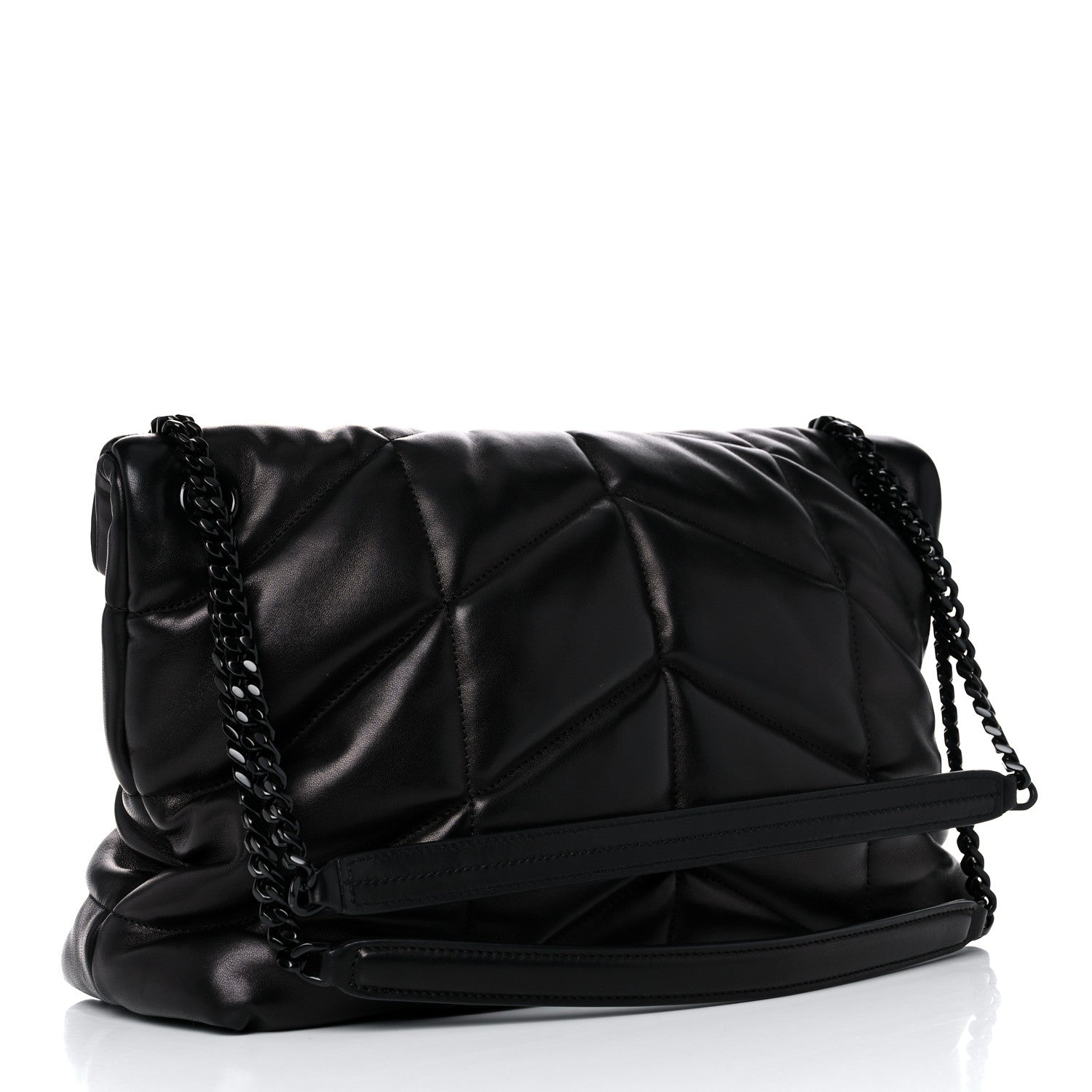 Saint Laurent Lambskin Quilted Medium Loulou Puffer Monogram Chain Satchel Black 3 of 11