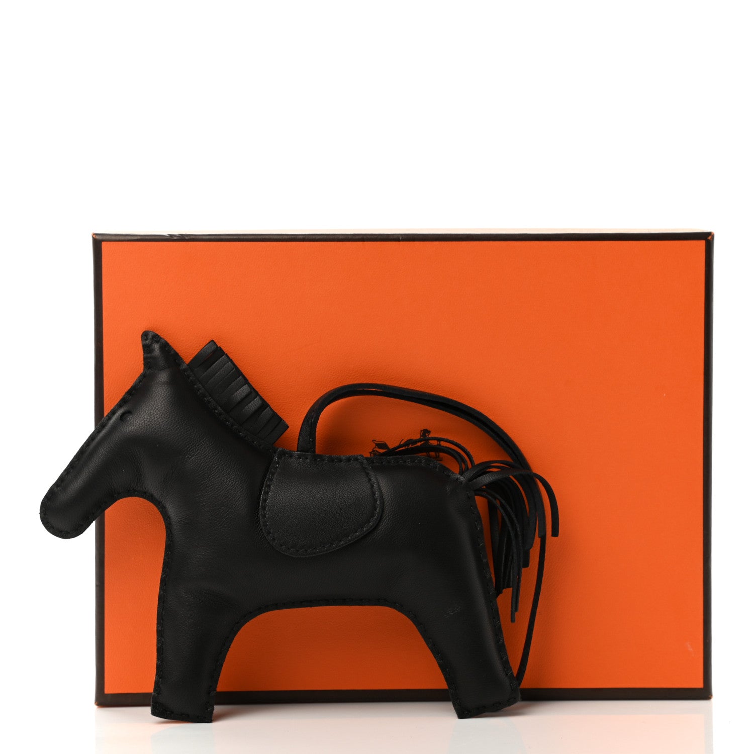 Hermes Milo Lambskin Grigri Rodeo Horse Bag Charm GM So Black 3 of 6