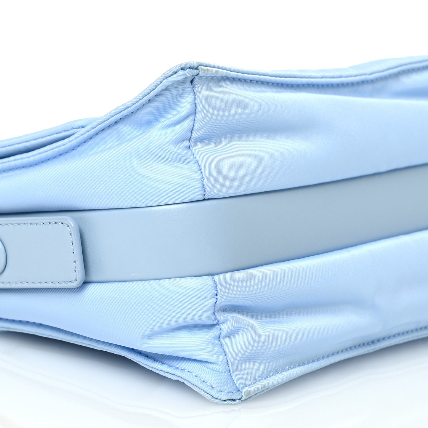 Re-Nylon Vitello Padded Small Flap Shoulder Bag Celeste