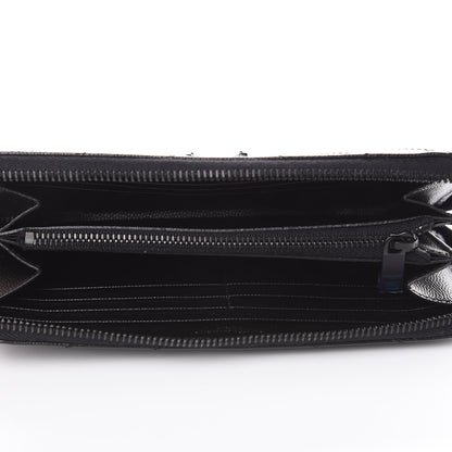 Saint Laurent Grain De Poudre Matelasse Chevron Monogram Zip Around Wallet Black 5 of 8