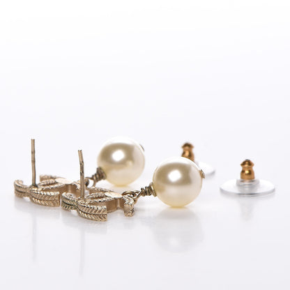 Chanel Pearl CC Drop Earrings Gold 3 of 5