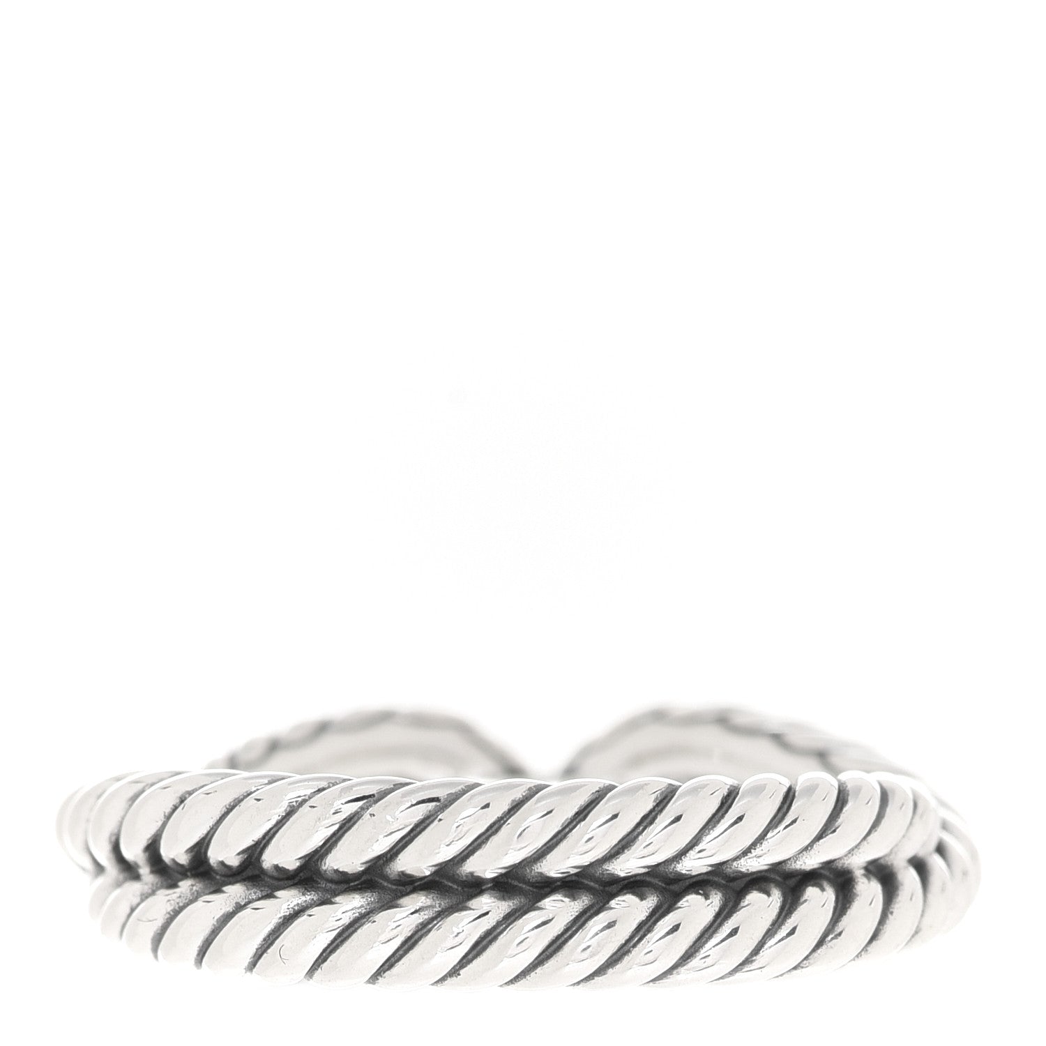 David Yurman Sterling Silver Diamond Cable Loop Band Ring 56 7.5 3 of 4