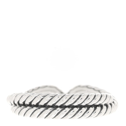 David Yurman Sterling Silver Diamond Cable Loop Band Ring 56 7.5 3 of 4