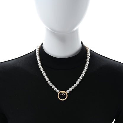 Chanel Pearl CC Round Long Necklace Gold White 2 of 4