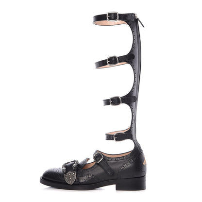 Gucci Calfskin Queercore Brogue Knee High Boots 36.5 Black 1 of 9