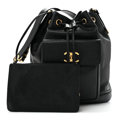 Chanel Caviar CC Drawstring Shoulder Bag Black 3 of 16
