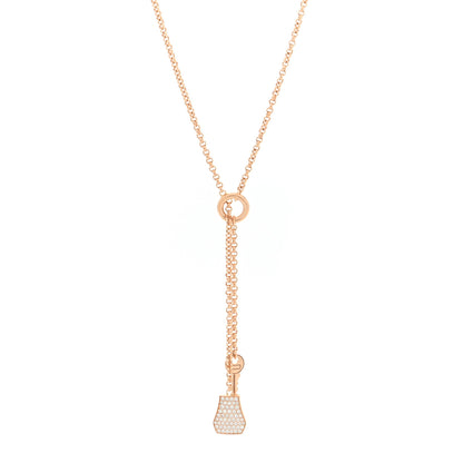 Hermes 18K Rose Gold Diamond PM Kelly Clochette Necklace 1 of 4