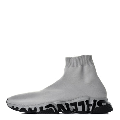 Balenciaga Recycled Knit Mens Speed Graffiti Sneakers 44 Grey Black 1 of 7