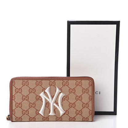 Gucci X MLB GG Monogram NY Yankees Zip Around Wallet Beige Ruggine Ivory 8 of 8
