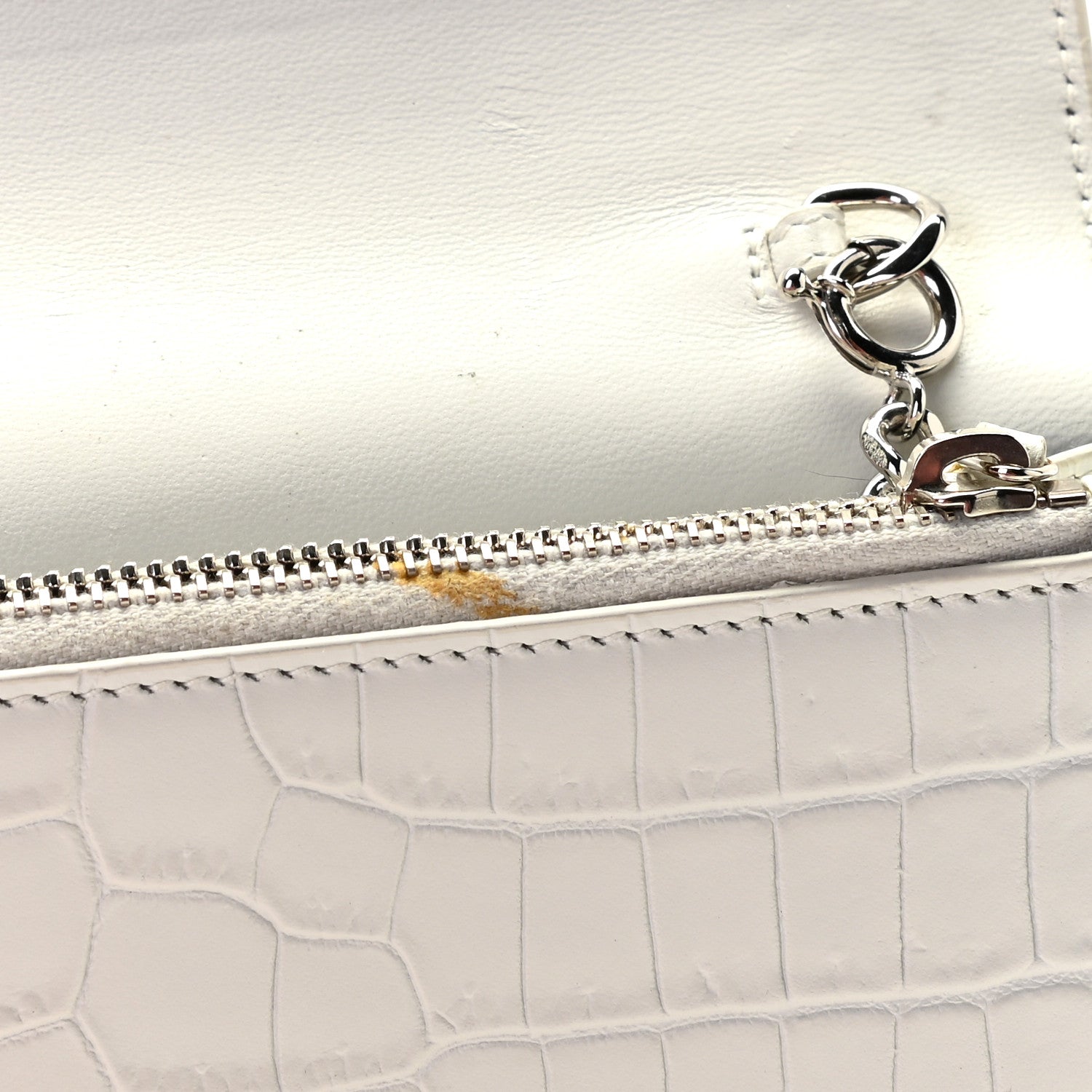 Saint Laurent Calfskin Crocodile Embossed Kate Monogram Tassel Chain Wallet Cremasoft 6 of 10