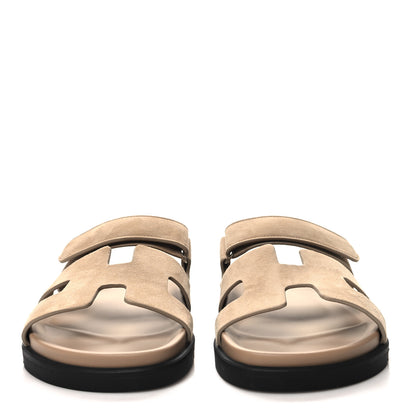 Hermes Suede Goatskin Womens Chypre Sandals 40 Beige Argile 2 of 10