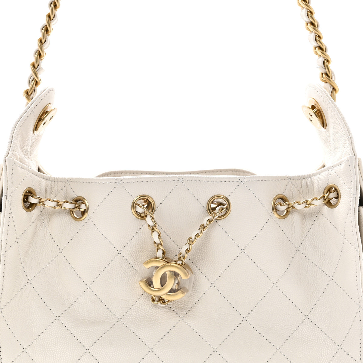 Caviar Quilted Mini Chanel 25 Handbag White
