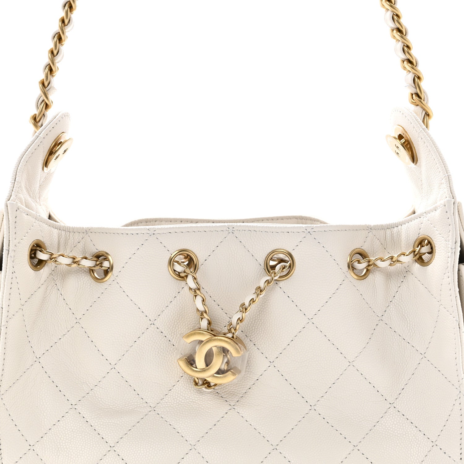 Chanel Caviar Quilted Mini Chanel 25 Handbag White 8 of 10