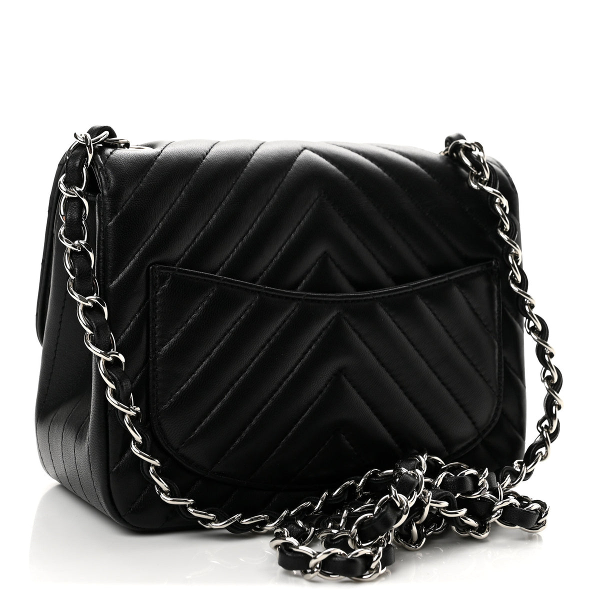 Chanel Lambskin Chevron Quilted Mini Square Flap Black 3 of 13