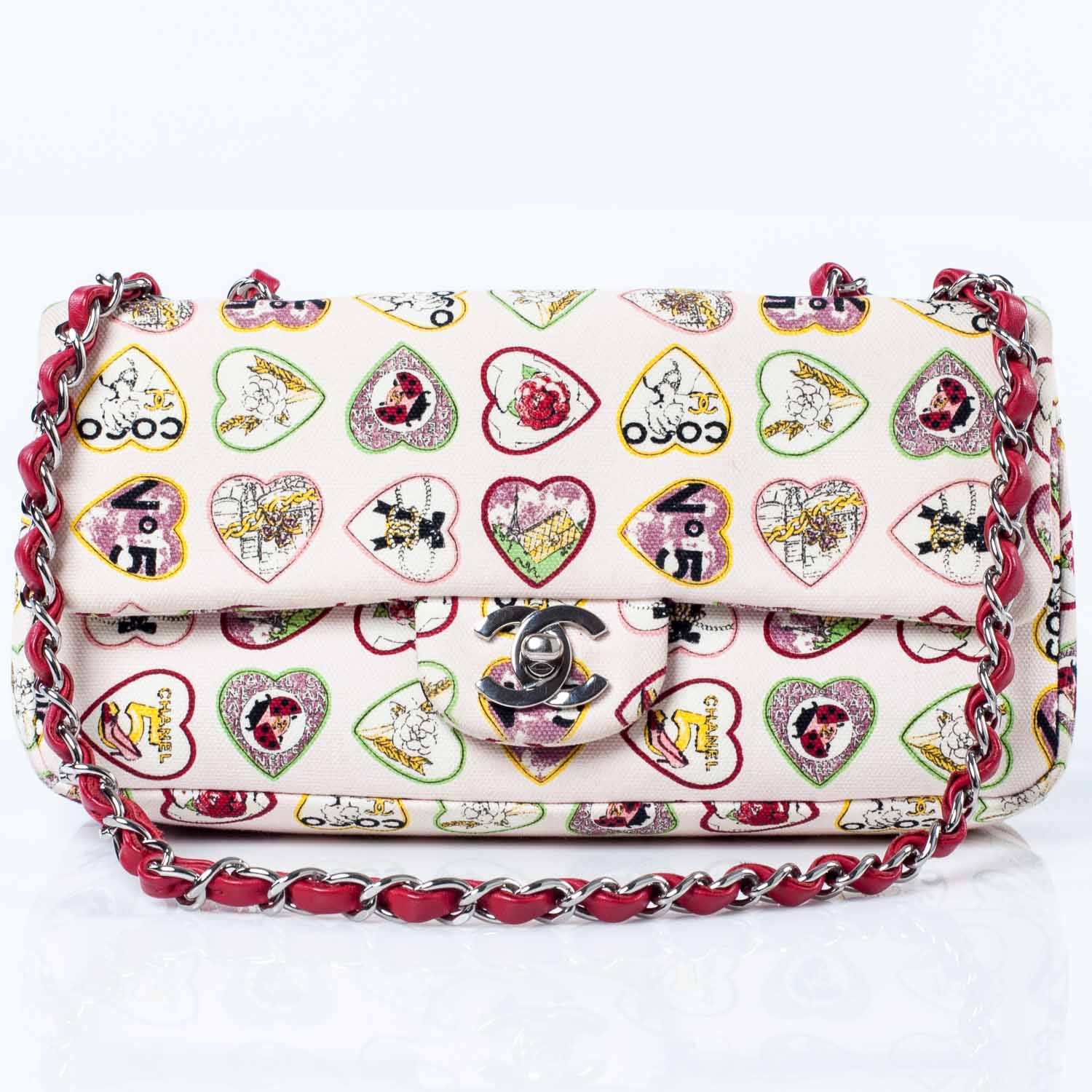 Chanel Canvas Coco Hearts Small Flap Bag 1 of 9