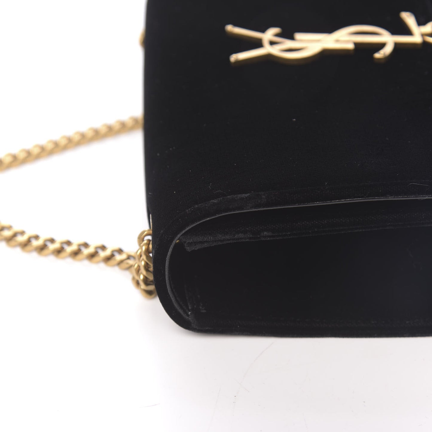 Velvet Small Monogram Kate Tassel Shoulder Bag Black