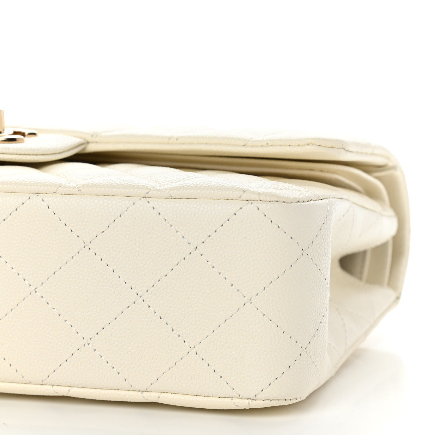 Chanel Caviar Quilted Medium Double Flap White 10 of 11