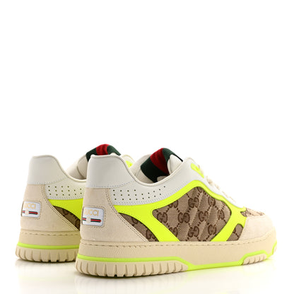 Gucci GG Supreme Monogram Mens Re Web Sneakers 9 Neon Yellow Beige Ebony 4 of 9