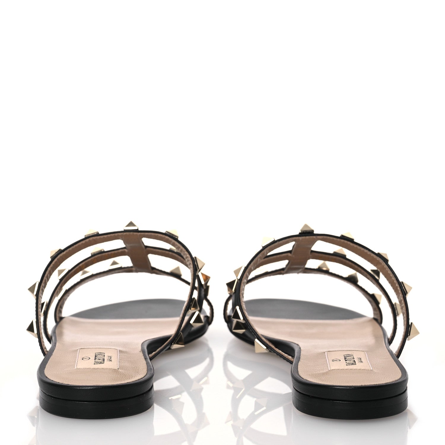 Valentino Garavani Nappa Rockstud Caged Flat Slide Sandals 36 Black 5 of 10