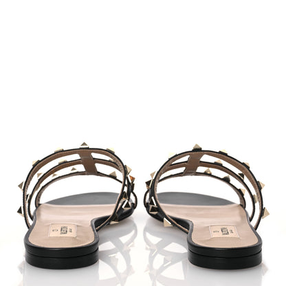 Valentino Garavani Nappa Rockstud Caged Flat Slide Sandals 36 Black 5 of 10