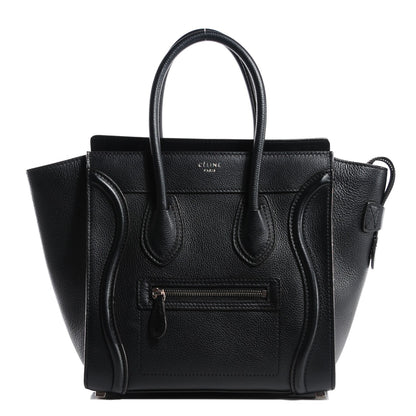 Celine Drummed Calfskin Micro Luggage Black 1 of 8