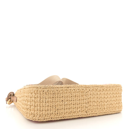 Prada Yarn Raffia Effect Crochet Striped Re-Edition 2005 Shoulder Bag Naturale Petalo 4 of 11