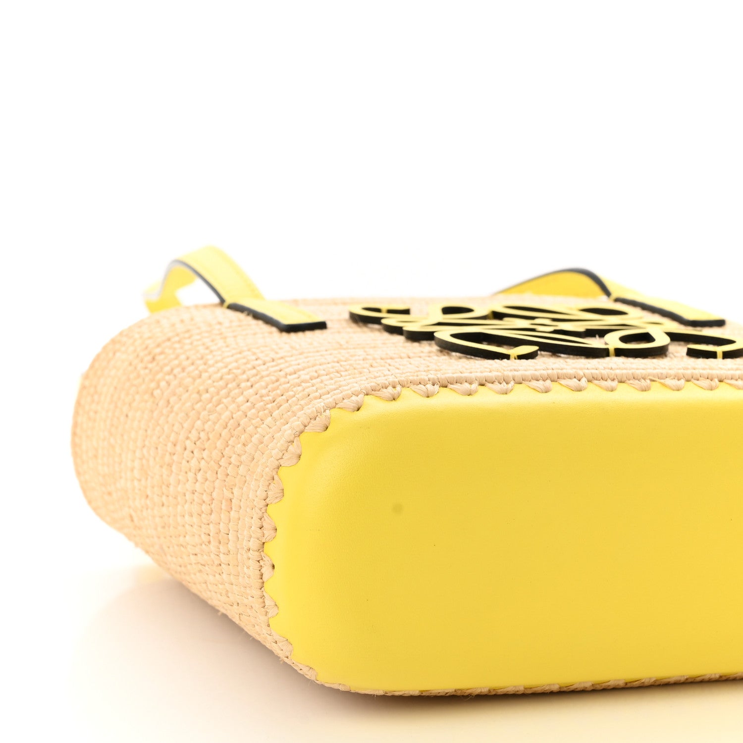 Loewe Raffia Square Mini Anagram Basket Tote Bag Natural Yellow 9 of 10