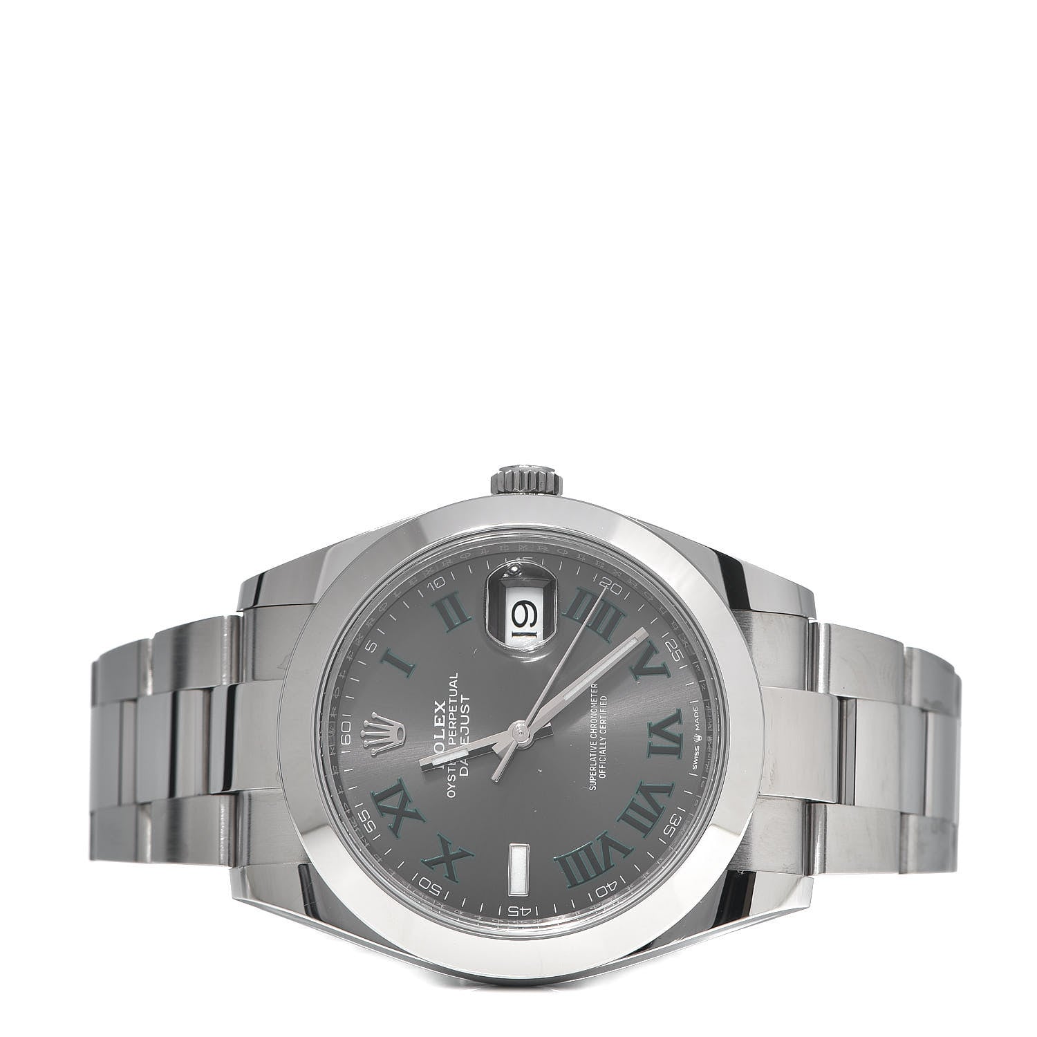 Rolex Stainless Steel 41mm Oyster Perpetual Wimbledon Datejust Watch Slate 126300 3 of 8