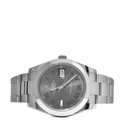 Rolex Stainless Steel 41mm Oyster Perpetual Wimbledon Datejust Watch Slate 126300 3 of 8