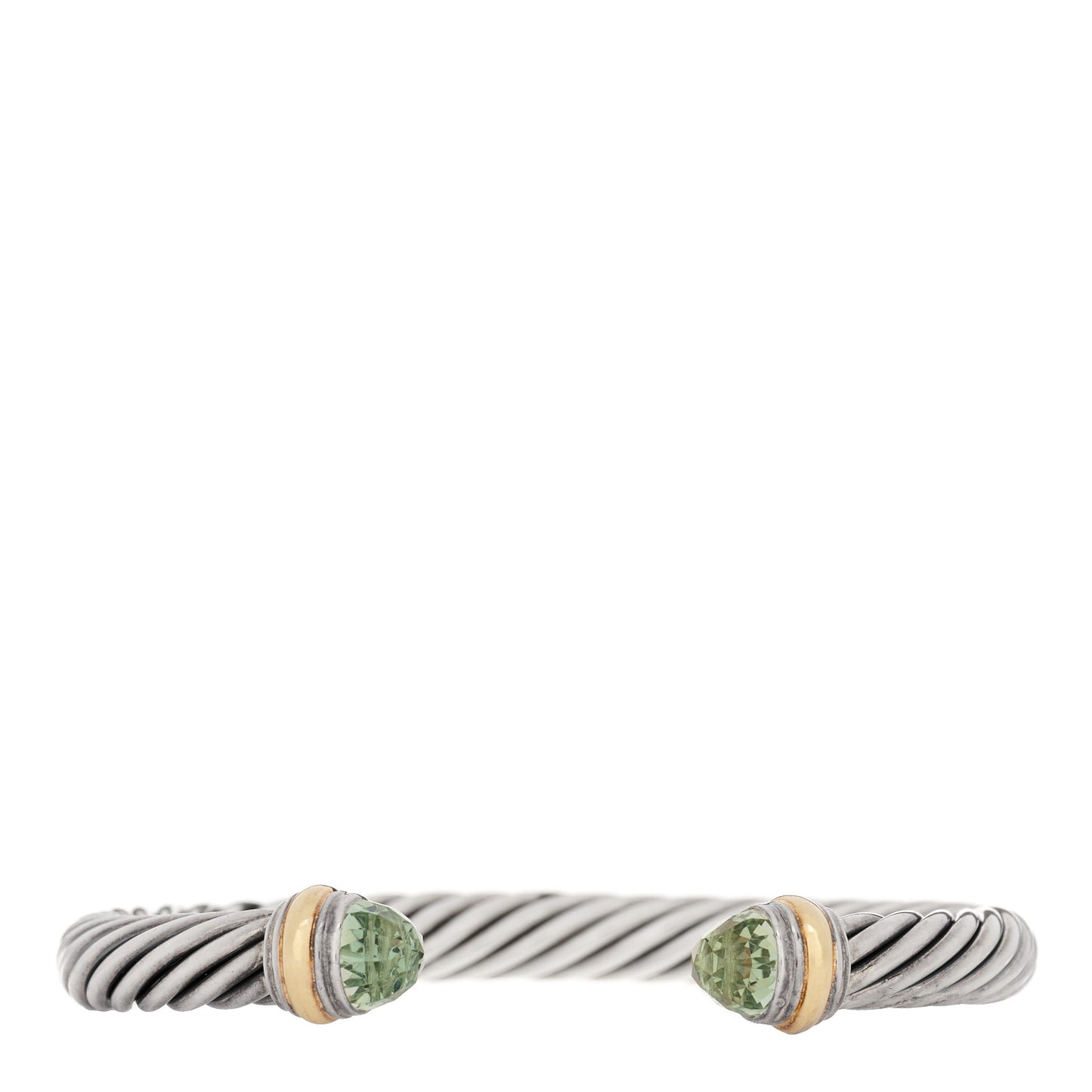 Sterling Silver 14K Yellow Gold Prasiolite 7mm Cable Classics Bracelet