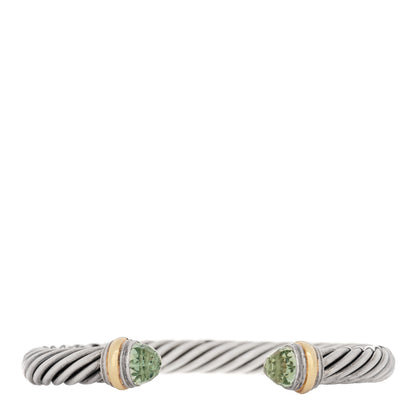 David Yurman Sterling Silver 14K Yellow Gold Prasiolite 7mm Cable Classics Bracelet 1 of 3