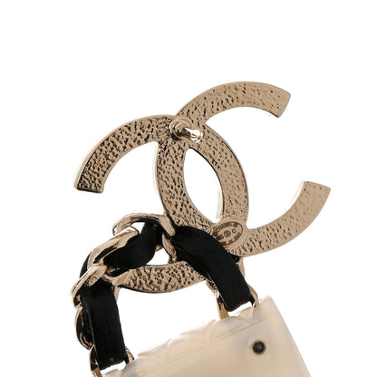 Chanel Resin Lambskin CC Flap Bag Brooch Gold White Black 4 of 5