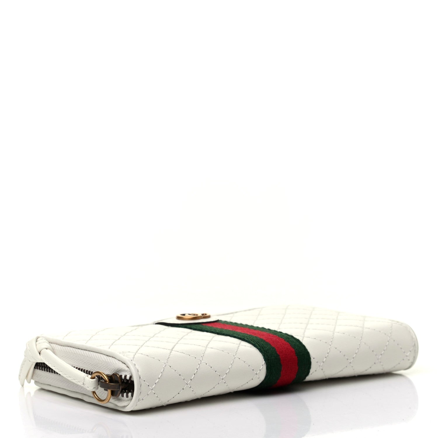 Gucci Calfskin Web Trapuntata GG Zip Around Wallet Off White 4 of 8