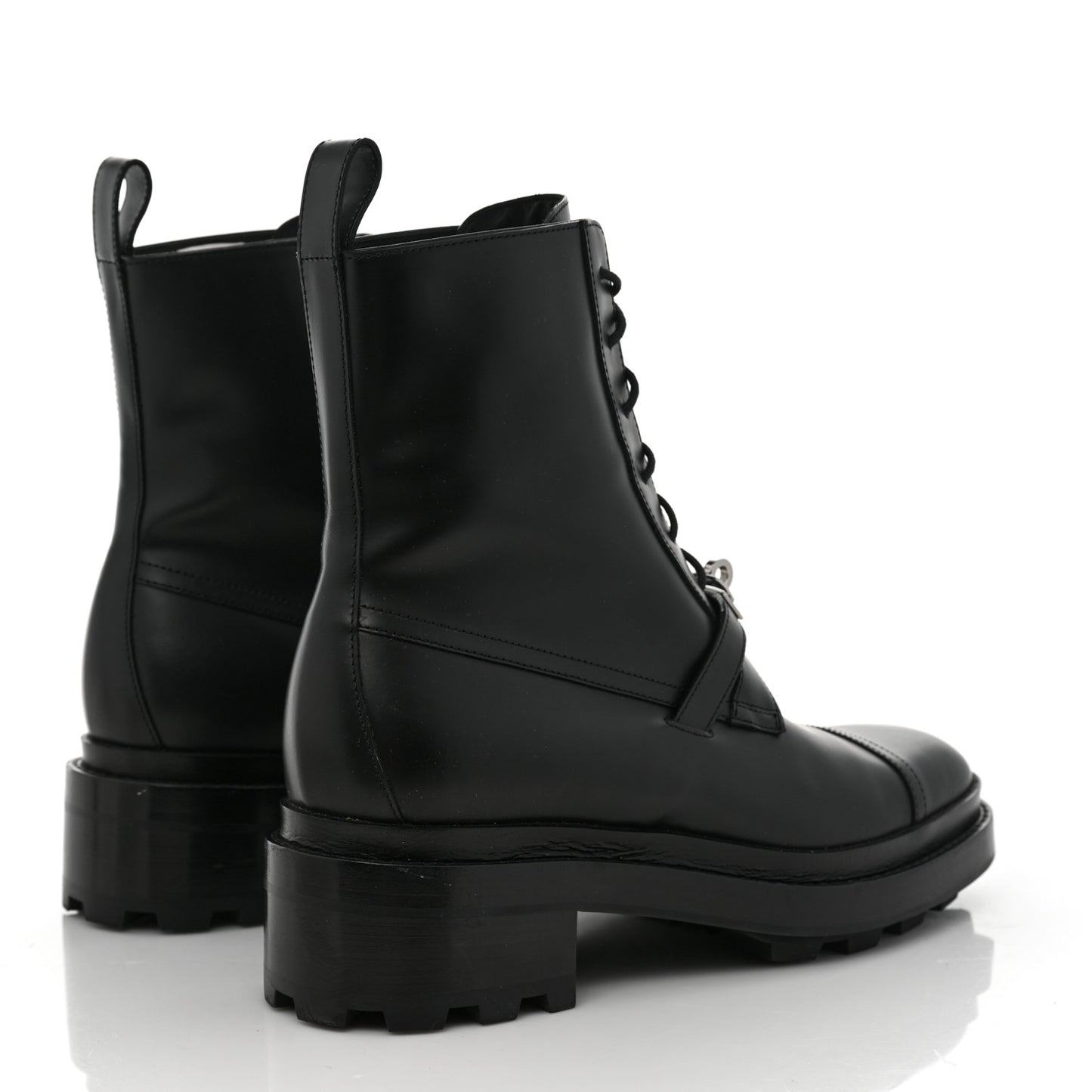 Glossed Calfskin Funk Ankle Boots 40 Black
