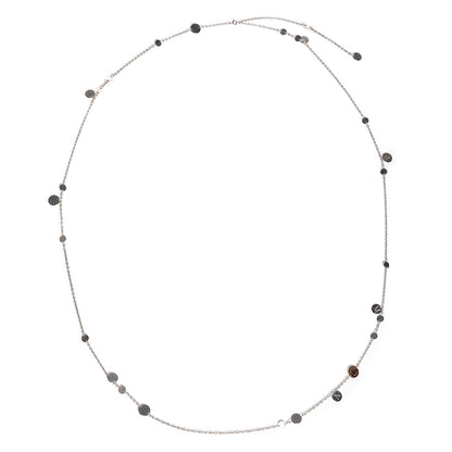 Hermes Sterling Silver 18K Rose Gold Confettis Long Necklace 1 of 6
