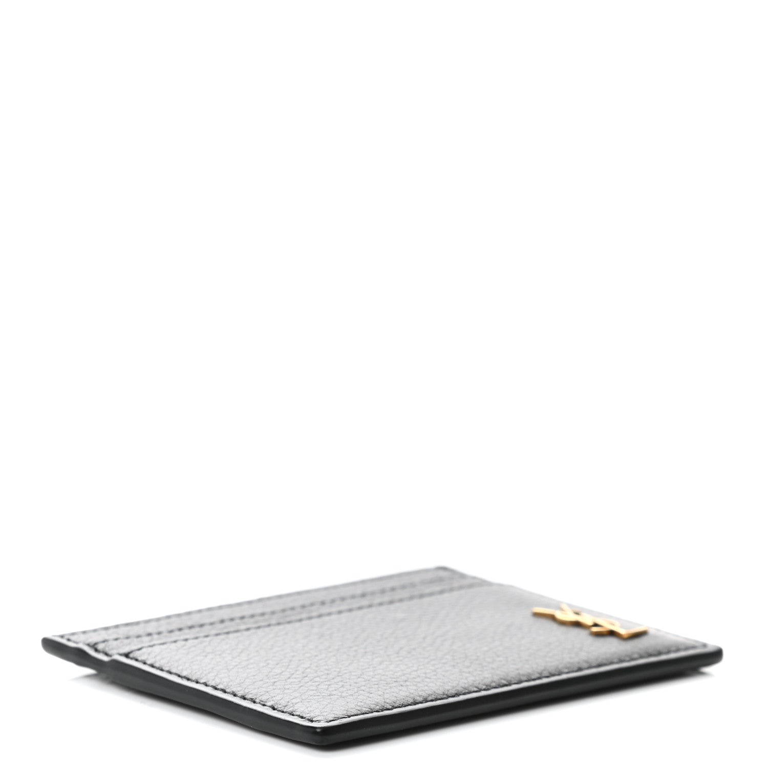 Saint Laurent Calfskin Tiny Cassandre Credit Card Case Black 4 of 6