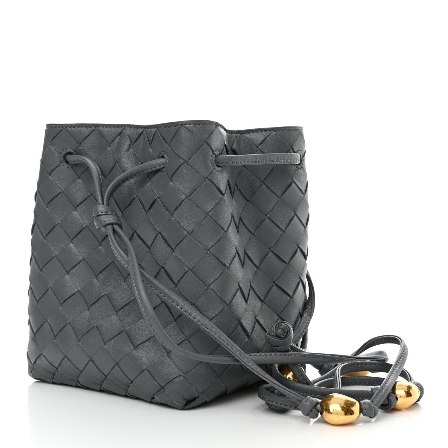 Bottega Veneta Nappa Intrecciato Small Drawstring Bucket Bag Thunder 3 of 9