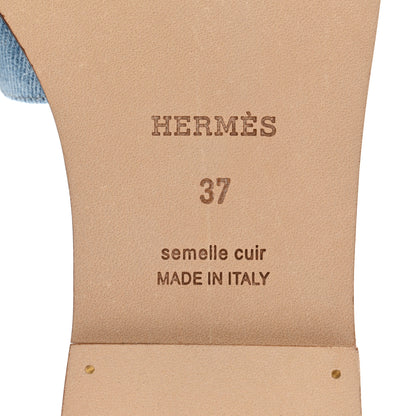 Hermes Denim Canvas Oran Sandals 37 Bleu Clair 6 of 9