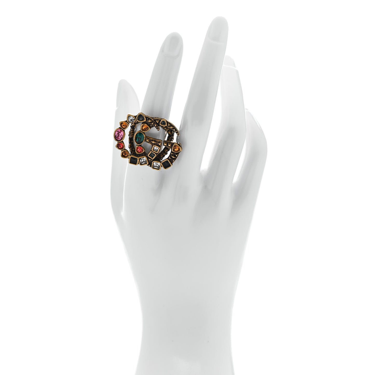 Crystal Double G Ring M Multicolor