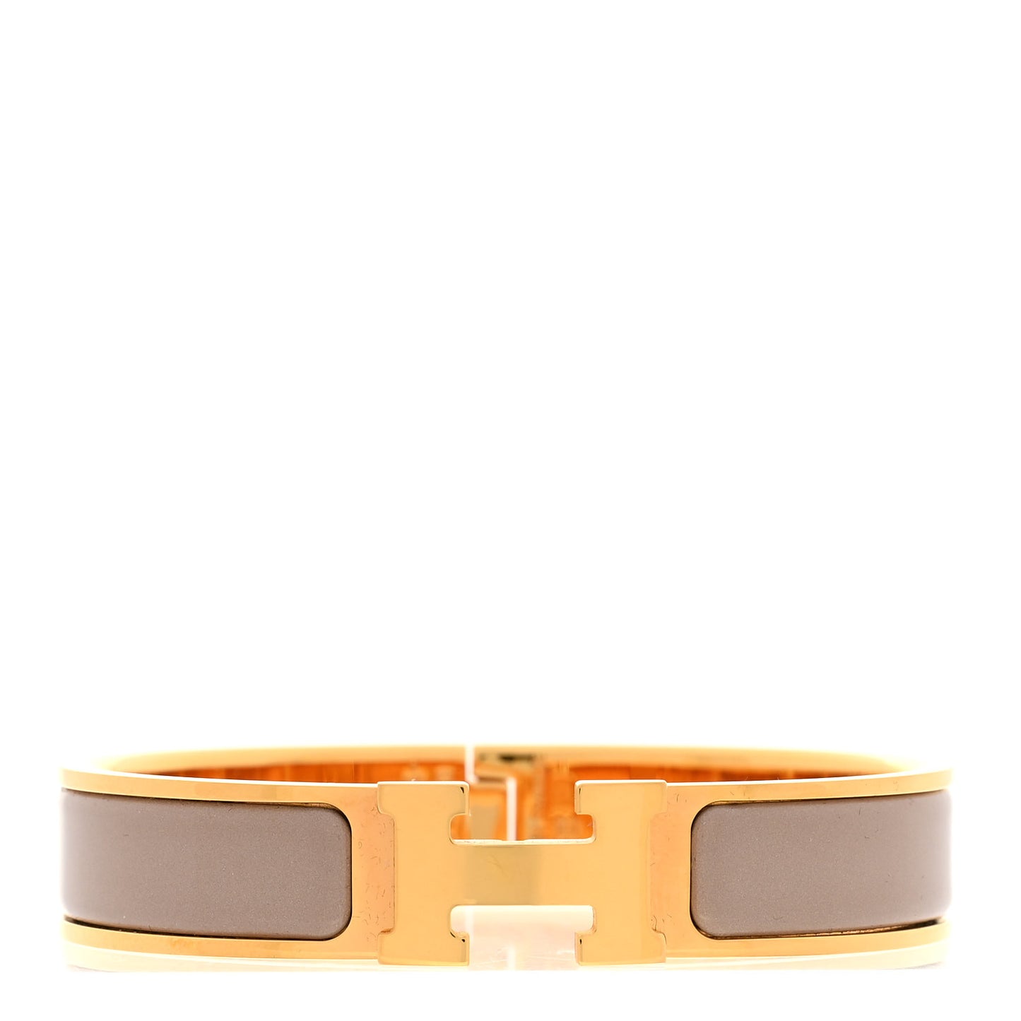 Enamel Narrow Clic Clac H Bracelet PM Marron Glace