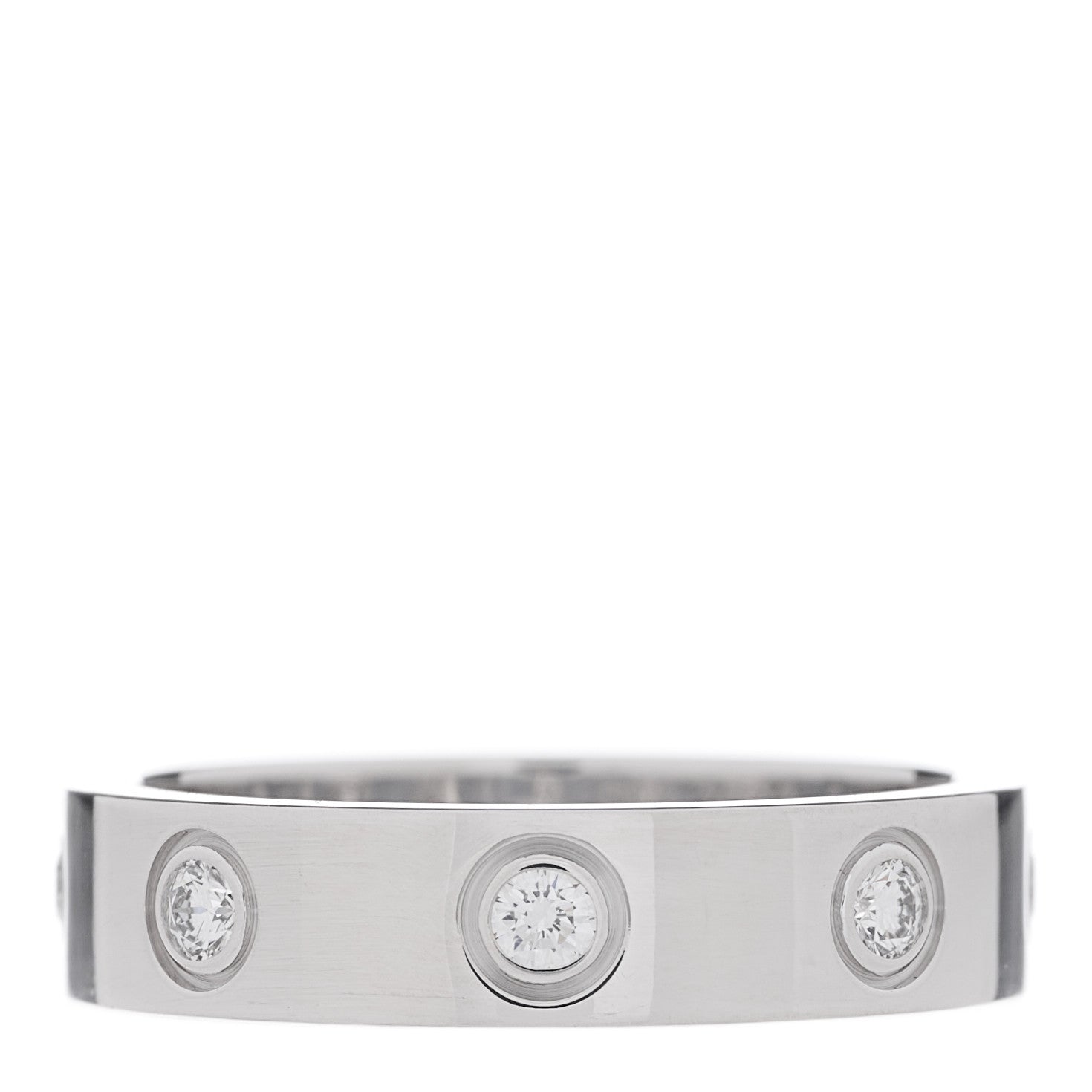 Cartier 18K White Gold 8 Diamond 4mm Wedding Band LOVE Ring 47 4 1 of 4