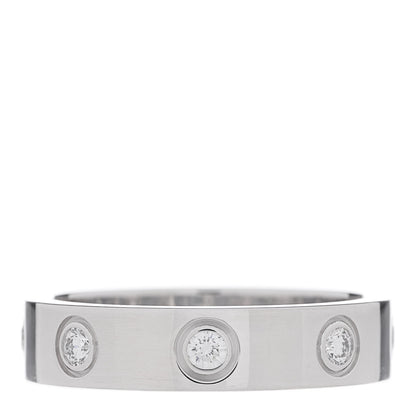 Cartier 18K White Gold 8 Diamond 4mm Wedding Band LOVE Ring 47 4 1 of 4