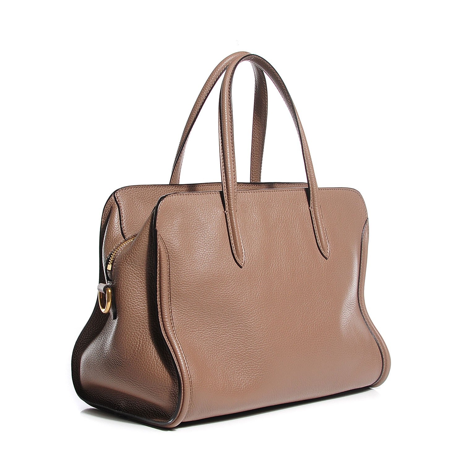 Alexander McQueen Pebbled Calfskin Small Skull Padlock Zip Around Tote Taupe 3 of 9