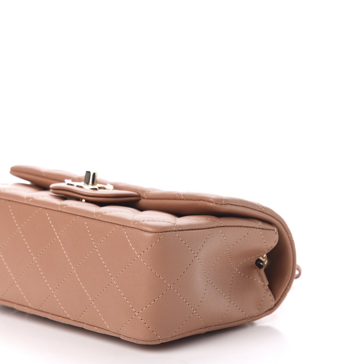 Lambskin Quilted Mini Rectangular Flap Brown