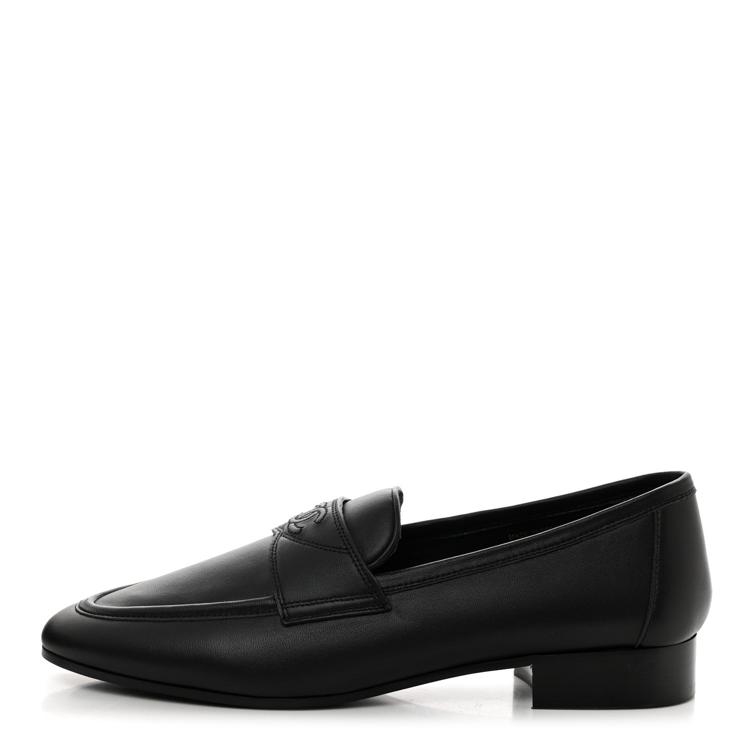 Chanel Calfskin Womens Stitched CC Loafers 39 Black 1 of 8