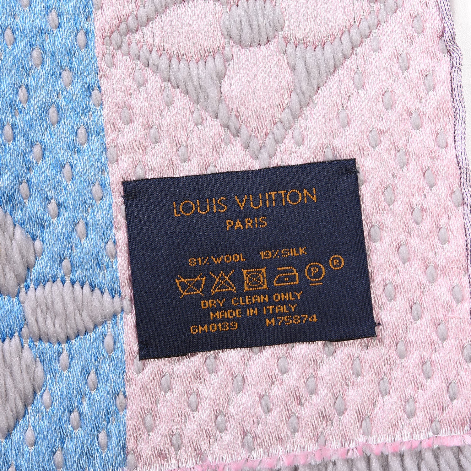 Louis Vuitton Wool Silk Rainbow Logomania Scarf Pearl Grey 5 of 5