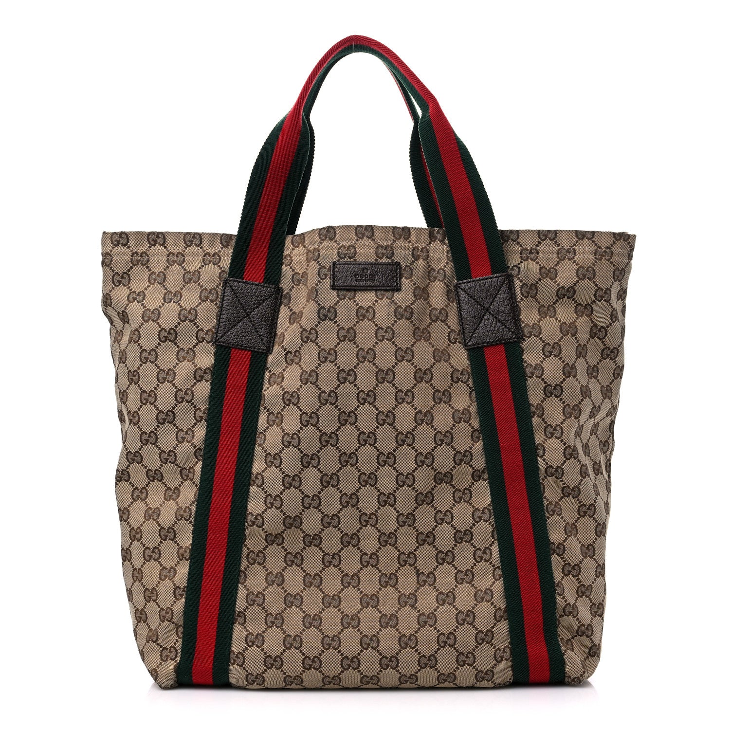 Gucci GG Monogram Medium Web Handle Vertical Tote Dark Brown 1 of 15