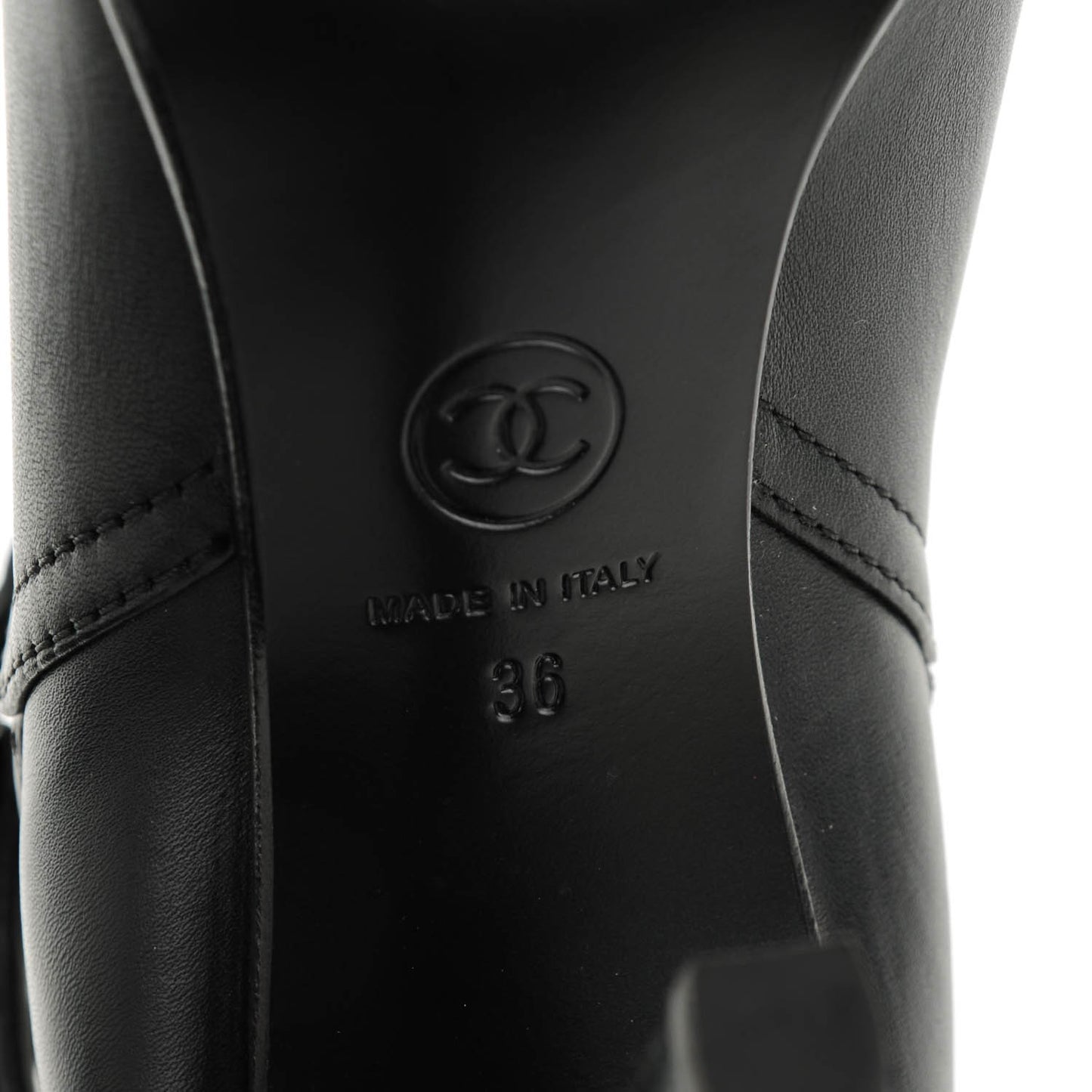 Calfskin Buckle Short Boots 36 Black