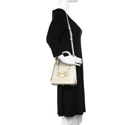 Gucci Boarded Plutone Calfskin Mini Horsebit 1955 Top Handle Bag Mystic White 2 of 12